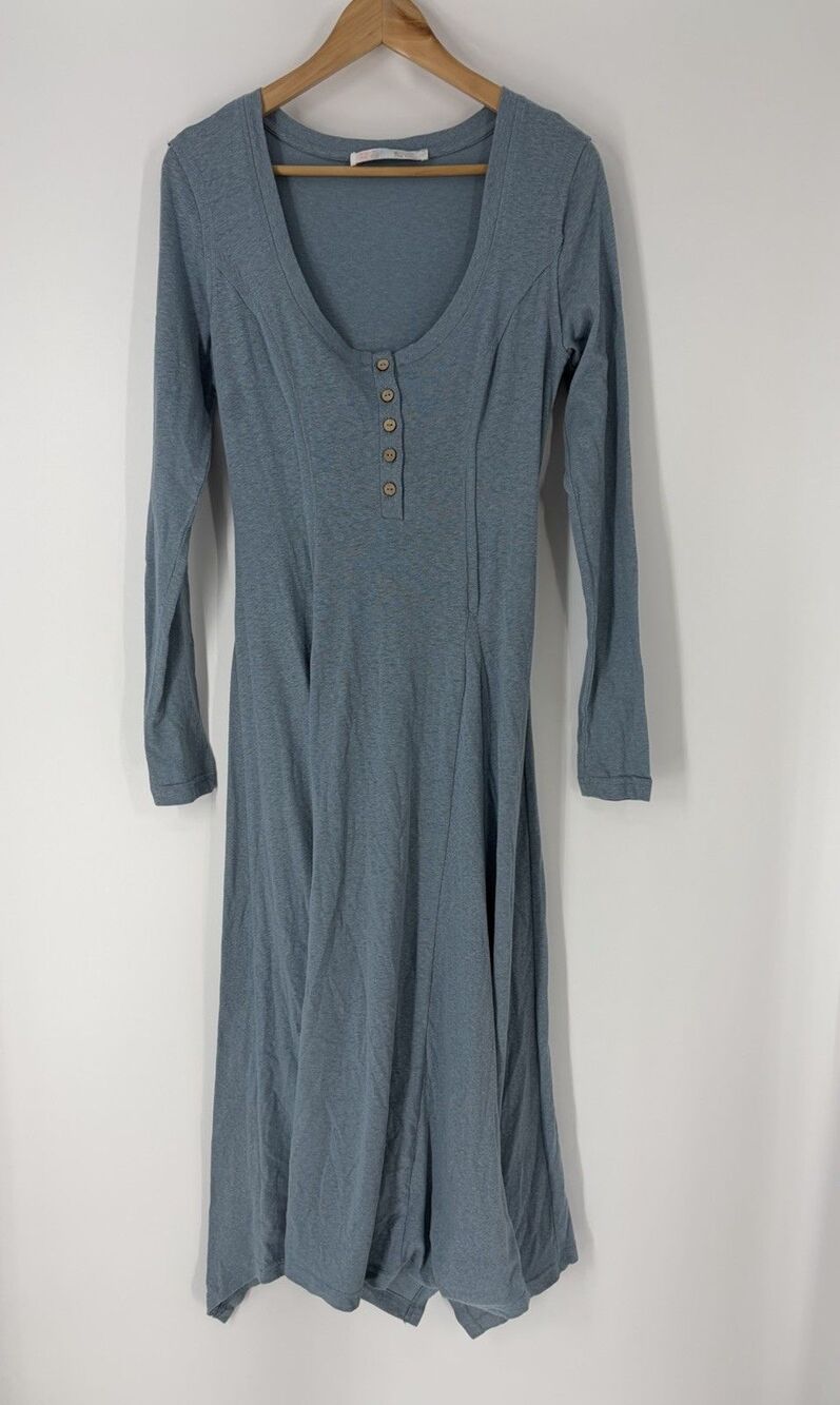 Free People FP Beach Dress XS Blue Free-est Morgan Henley Long Sleeve Maxi Fairy